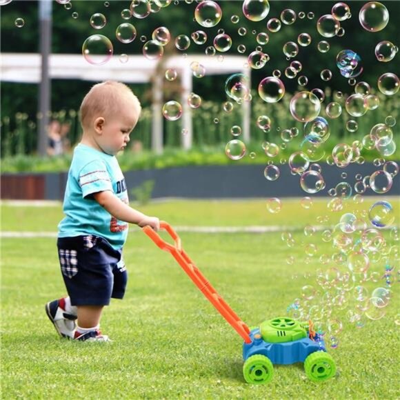 Lydaz Bubble Lawn Mower for Toddlers 1-3, Kids Bubble Blower Maker Machine, - Picture 3 of 7
